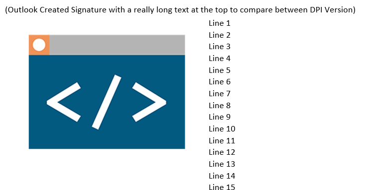 Outlook created signature at 125% DPI