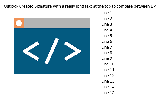 Outlook signature (created at 100%) viewed at 100% DPI
